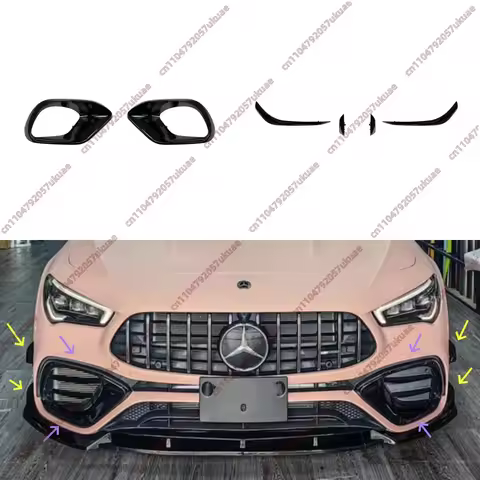 Front Bumper Canards Fog Lamp Grille Trim Air Blade For Mercedes Benz AMG CLA 45 C118 X118 2019-2025