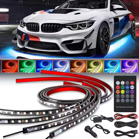 Neon LED RGB Car Underglow Bottom Light Remote/APP Control Waterproof Underbody Lamp Strip For BMW 3