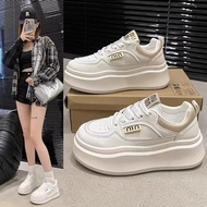 kasut sport wanita kasut jogging perempuan kasut perempuan Thick-Soled White Sneakers - Soft Sole fo