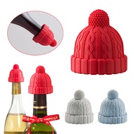 EG【Ready Stock】Silicone Wine Stoppers Funny Knitted Beanie Wine Caps Reusable Wine Saver Bottle Sealer Airtight Plug Dishwasher Safe Wine Cork