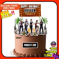 [CUSTOM NAME] Happy Birthday Cake Topper Freefire Decoration Kek Printed Set Siap Nama Party Majlis 