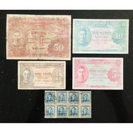 Malaya young king 1, 5,10,50 cents & 24”cents stamps.