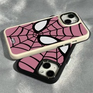 Pink Spider Man Pattern Phone Case Compatible for IPhone 11 12 13 14 15 Pro Max X XR 15Plus XR X/XS Max 7 8 Plus  Independent Large Hole Lens Frame Silicone Soft Case