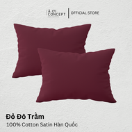 Vỏ Gối Nằm Cotton Satin Hàn Quốc Cao Cấp À Ơi Concept Size 50x70 cm Bao Gối Nằm Màu Trơn Chất Cott