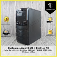 Customize Asus H81M-K Intel Core i5-4460 3.2GHz 8GB RAM 240GB SATA SSD DIY Desktop PC