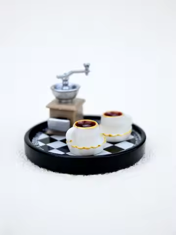 A Miniature Coffee Machine Set Scene Model Ornament, Miniature Coffee Machine, Miniature Coffee Cup,