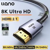 Llano สาย2.1 8K HDMI 8K/60Hz 4K/240Hz 2K/240Hz Ultra HD ความเร็วสูง48Gbps สำหรับจอแลปท็อปคอมพิวเตอร์