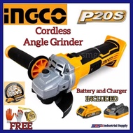 Ingco Cordless Angle Grinder 20v CAGLI1001 (with battery and charger+ FREEBIES)