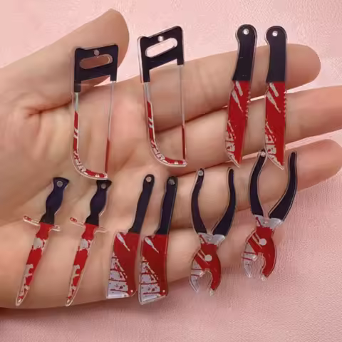 10pcs Halloween Acrylic Blood Knife Horror Pendant DIY Earrings Keychain Making