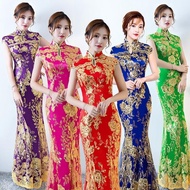 Cheongsam Catwalk Dress Fishtail Improved Cheongsam Chinese Style Dress Elegant Cheongsam Catwalk Performance Dress Extended Style