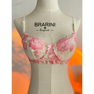 P08 Only Bra Size 32A-34A Women's Designer Bra Pink Lace Floral Embroidery Underwire Bra 0 Foam