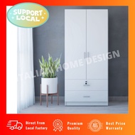 2 Door 2 Drawer Wardrobe with Keylock Almari Baju Kunci Almari Almari Putih Storage Cabinet Cloth Cabinet