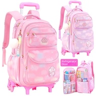 school bag with wheels trolley bag for kids girls grade 1-3-5-6