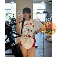 [GOLD'S GYM] Gym t-shirt, loose-fitting workout t-shirt, 100% cotton