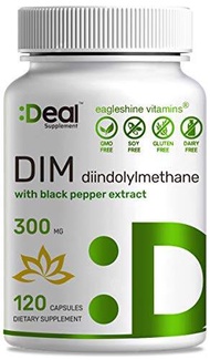 [PRE-ORDER] DIM Supplement 300mg, Vegan DIM Plus (Diindolylmethane) Black Pepper Extract, 4 Months Supply, 120 Capsules, Estrogen Balance, Supports Acne &amp; PCOS Relief (ETA: 2023-02-19)