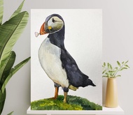 海雀原創繪畫動物藝術鳥水彩牆藝術禮物