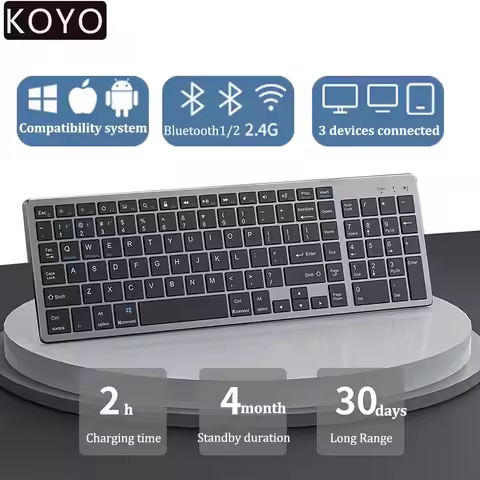 Hebrew/Russian/Spanish/Portuguese/Korean Bluetooth 5.0 & 2.4G Wireless Rechargeable Keyboard For Tab