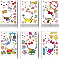 [Same day shipment] HELLO KITTY cartoon children's puzzle sticker waterproof refrigerator phone luggage sticker 6 sheets per pack