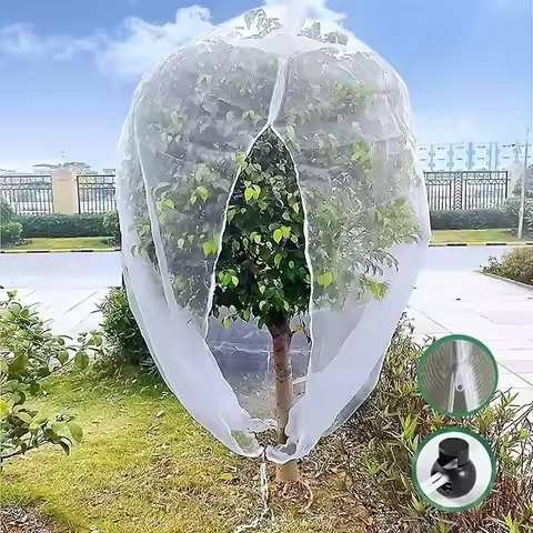 Extra-Thick PE Garden Netting, Drawstring & Zipper – Insect & Bird Protection for Fruits, Citrus, Fl