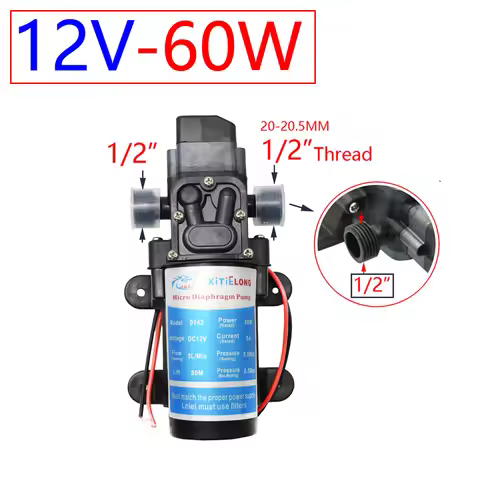 DC 12V 24V Water High Pressure Diaphragm Self Priming Pump 60W 80W 100W With EU Power Supply 6A 5A P