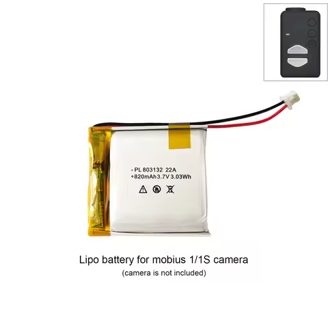 820mah 3.7V Pure Lipo Battery 803132 Polymer Lithium Ion / Li-ion for Mobius 1/1S 1440P Sports Camer