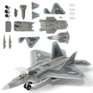 SEBUNAS 1:100 Scale F-22 Raptor Fighter Jet Quick Build Model Kit Plastic Millitary F22 Toy Airplane