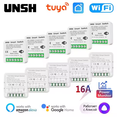 16A Tuya WiFi Smart Switch 2-way Control Switch Mini Smart Breaker Smart Life Control Work With Alex