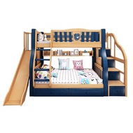 China Kids furniture bedroom blue Pink bunk bed with slide ladder storage bunk bed for kids