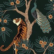 Vinyl Tiger And Peacock Wallpaper, Peel And Stick, Waterproof, Removable, Classic Animal Pattern, Se