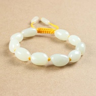 Certified Beaded Bracelets Stretch Heitan Jade Bracelets Xing Jiang White Jade Bangles Women's Jewel