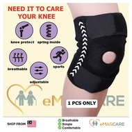 [eMASCARE] Knee Guard Knee Pad Knee Brace Patella Guard Lutut Protect 2 Spring Knee Pain Knee Support Breathable Adjustable Arthritis Joint Knee Leg Support Protection Knee Guards Protector Pain Support Knee Stabilizer Sport Braces For Sakit Lutut (Black)