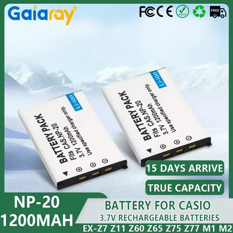 NP-20 NP20 Batterie For Casio EX-Z7 Z8 Z11 Z60 Z65 Z75 Z77 M1 M2 M20 S1 S3 S20 S500 S600 Battey 1200