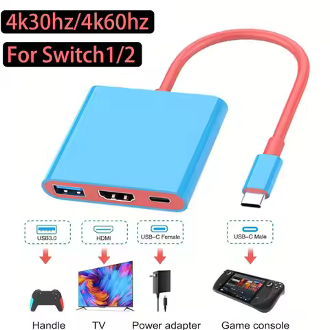 3 IN 1 4k/60hz 4k/30hz Portable for Nintendo Switch 1/2 Docking Station TYPE-C Hub with HDMI 100W PD