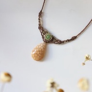 天然石珊瑚玉編織蠟線項鍊