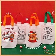 Cartoon Christmas Doodle Tote Bag DIY Coloring Painting Bag Students Party Gift Bag For Kids Toy Storage Bag Christmas Gift Bags