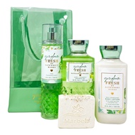 Bath & Body Works Gingham Fresh 4 Piece Gift Bag Set - Fragrance Mist - Body Lotion - Shower Gel - w