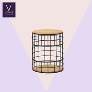 VHome Mica Side Table / Solid Wood Table Top Side Table With Metal Leg / Modern Loft Style Side Table / Living Room Furn