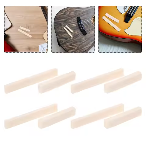 5Sets Bone Guitar Nuts and Saddles Acoustic Bridge Replacement Unbleached Nut Saddle Set for Electri
