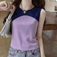 Ice Silk Threaded Gypsy Sling Vest Sleeveless Slim Fit Top