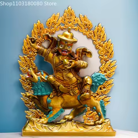 21cm Copper gilding carving Dorje Legpa Nyingma Dharma God Shan jian buddha statue Nepal Tibet sculp