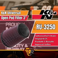 K&N Universal 3" inch Clamp-On Open Pod Air Filter KN-RU-3250