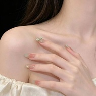 Jia Pure Handmade Nail Bow with Atmosphere Fresh Cat's Eye White Milky Feel Green Gradient Variety W