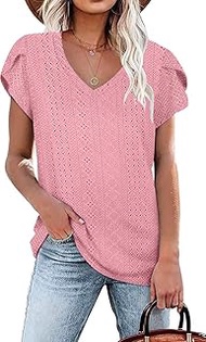 Summer Tops for Women 2023 Trendy Cute Shirts Causal V Neck T Shirts Short Sleeve Blouses