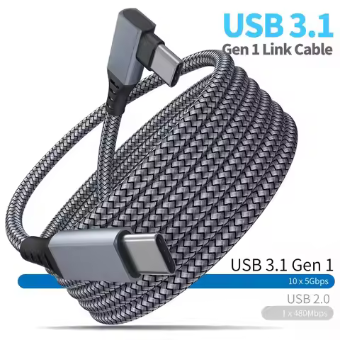 90 Degree 3M 5M 6M VR Link USB3 Type A/C To C Cable For Oculus Quest 2 3 Pico 4 PS4 iPhone 15 16 Pro