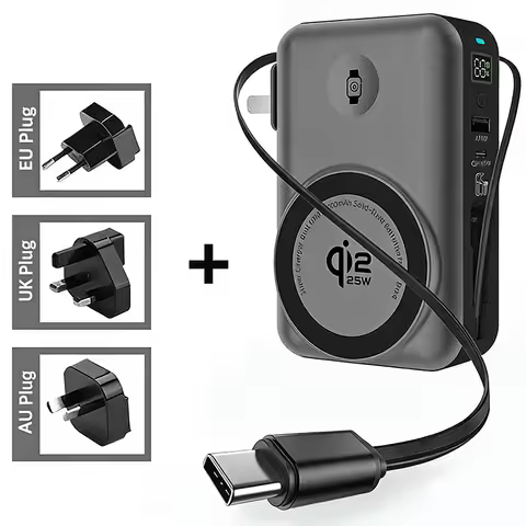 65W GaN USB C Wall Charger Power Bank 10000mAh Qi2.2 25W Magnetic Wireless Fast Charger for iPhone 1