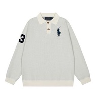 Ralph Lauren秋冬大馬刺繡logo針織POLO翻領毛衣外套