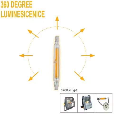 Super Bright LED R7S COB Glass Tube 78mm 118mm J78 J118 LED Light Bulb AC 110V AC 220V Home Replace 