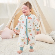 甜蜜礼物四季单层分腿睡袋春夏秋冬新款婴幼儿童男女宝宝防踢被棉分腿睡袋 单层【春秋22-28度】白色恐龙 80码( 身高80CM以内) 0-12个月