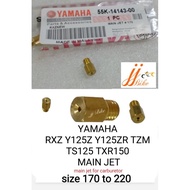 RXZ Y125 TZM TS125 TXR150 MAIN JET CARBURETOR SIZE 170 175 180 185 190 195 200 205 210 215 220