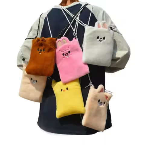 Skzoo Straykids Rabbit Fur Bag Mini Plush Cartoon Bag Women's Satchel Storage Bag Men's Single Shoul
